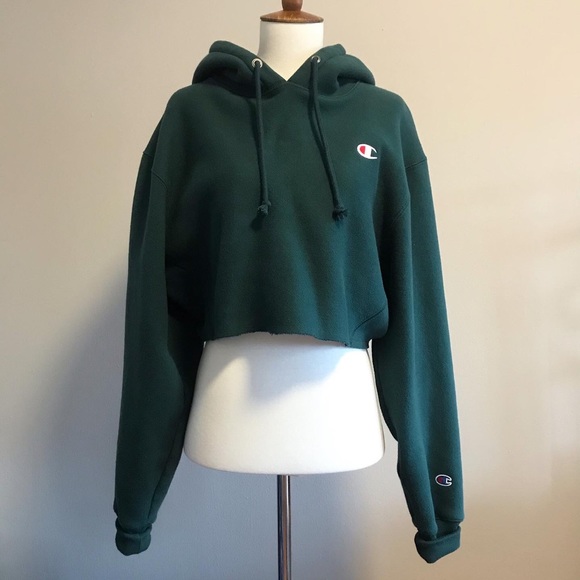 champion green cropped hoodie